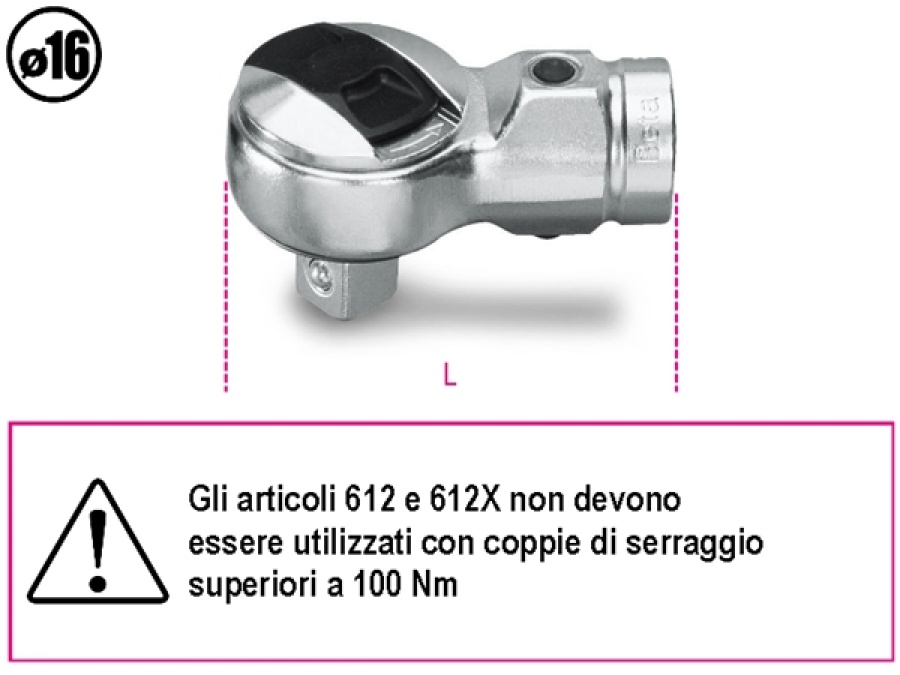 Cricchetto reversibile per barra dinamometrica beta 612 - dettaglio 1