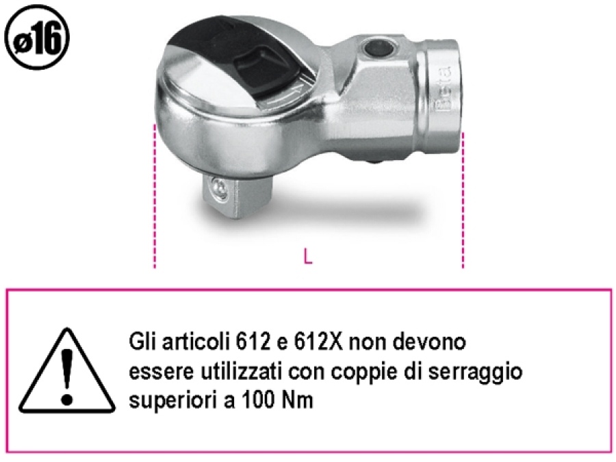 Cricchetto reversibile per barra dinamometrica  beta 612 - dettaglio 1