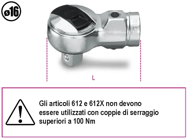 Cricchetto reversibile per barra dinamometrica  beta 614x - dettaglio 1