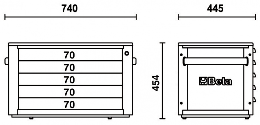 Cassettiera portatile 5 cassetti  beta c23st  dimensione