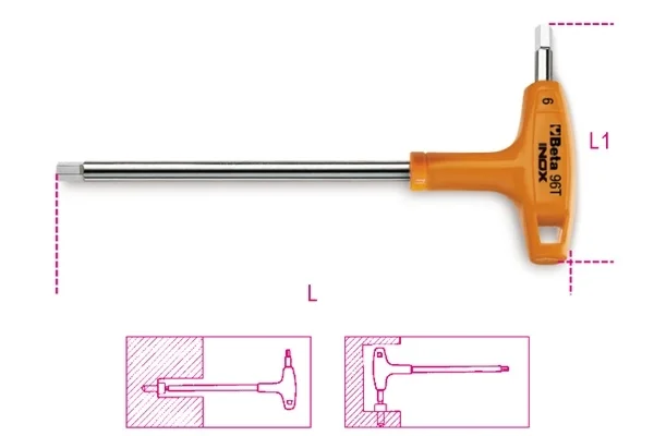 Serie chiavi maschio esagonale con impugnatura inox beta 96tinox/s8 - dettaglio 1