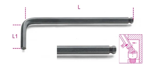 Chiave maschio esagonale piegata  beta 96bp - dettaglio 1