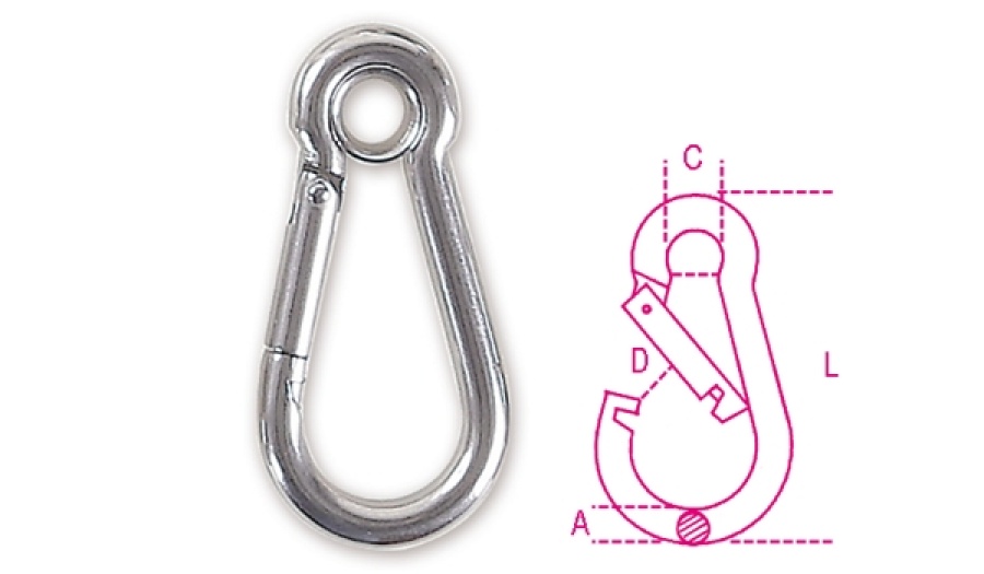 Moschettone Per Spinnaker O Drizza A Sgancio Rapido Aisi 316/A4