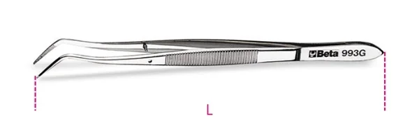 Pinzette a molla con perno  punte curve a gomito beta 993g - dettaglio 1
