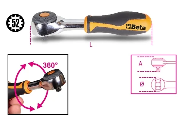 Cricchetto rotante reversibile  1/4 beta 900/58 - dettaglio 1