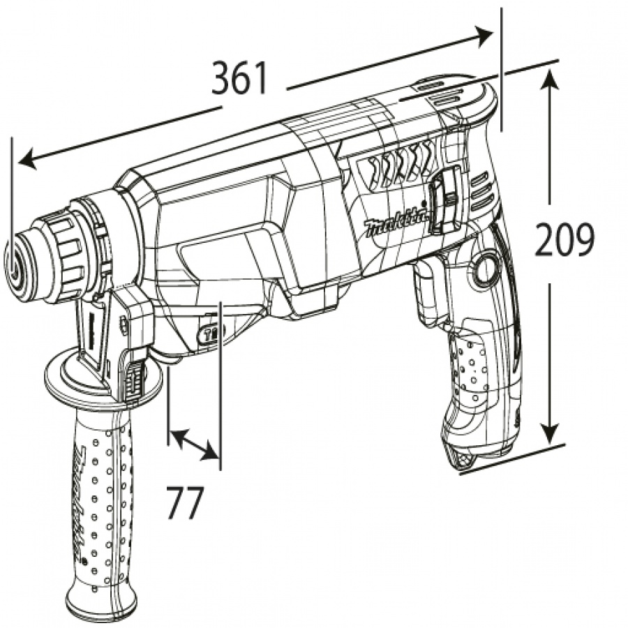 Disegno Trapano Tassellatore 800W Makita HR2601 mm. 26