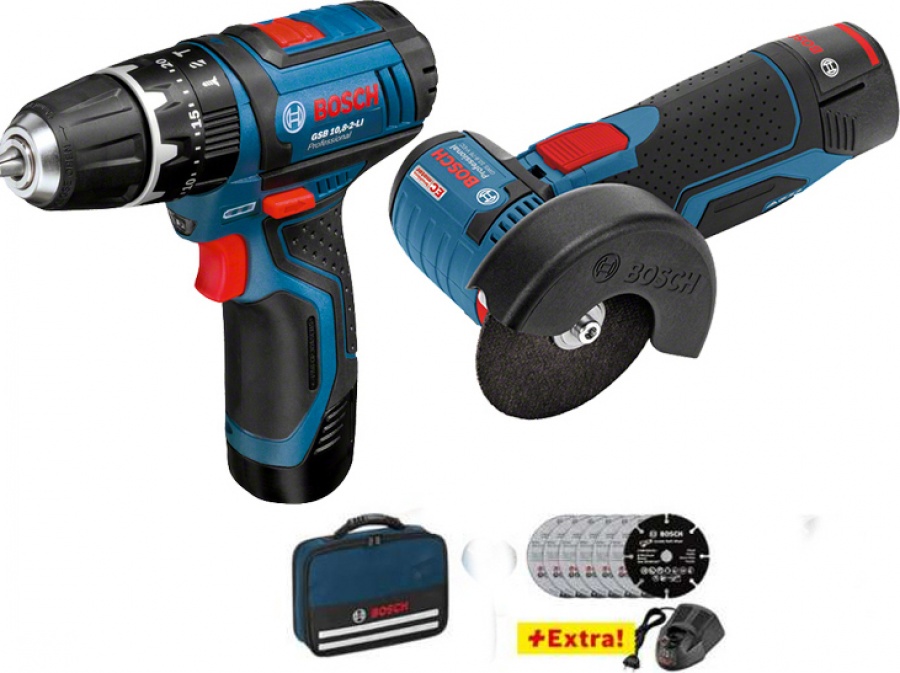 Bosch 0615990H5G Set avviatore + smerigliatrice 12v