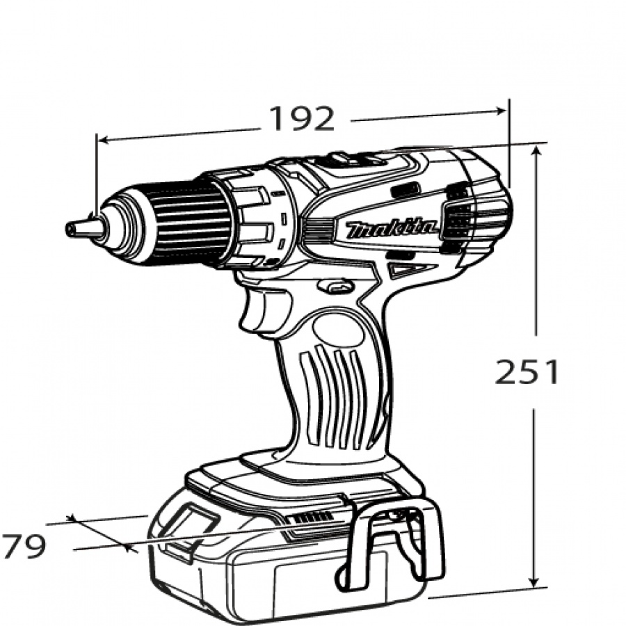 Disegno Trapano avvitatore con frizione Makita BDF456RFE ( DDF456RFJ) 18V 3,0Ah