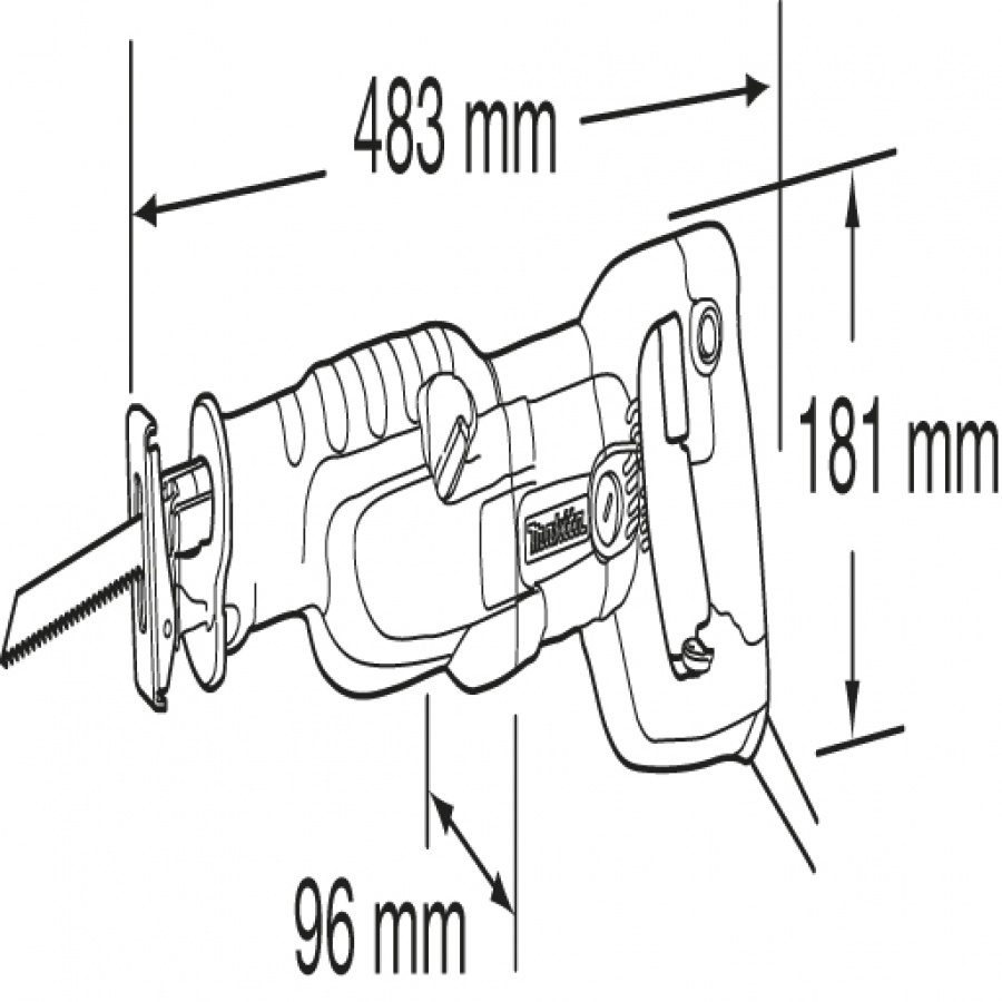 Disegno Seghetto Alternativo Diritto Gattuccio 1250W Makita JR3060T d. mm. 130