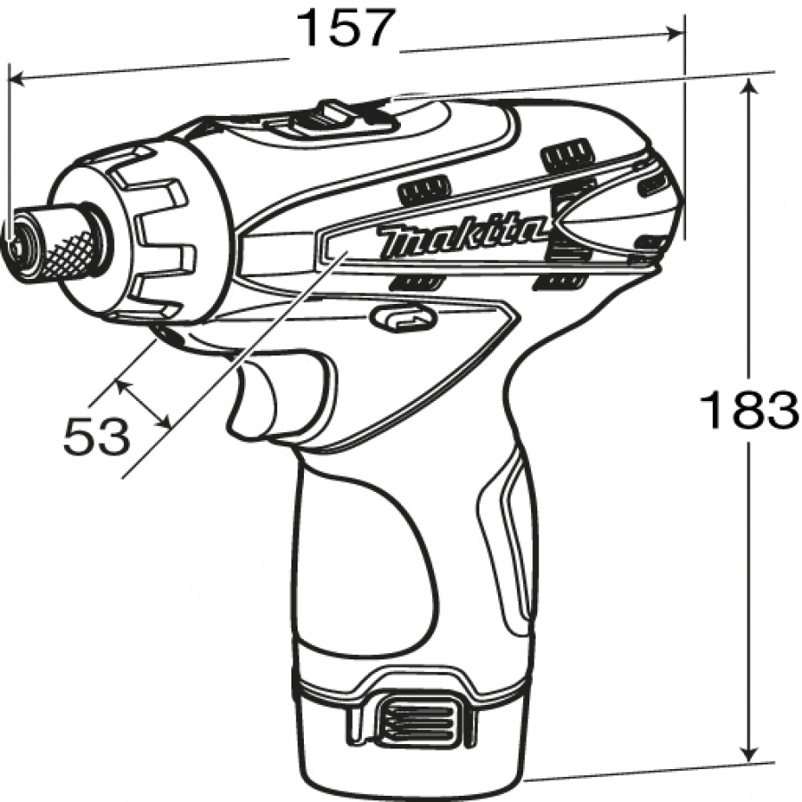 Diesgno Trapano avvitatore con frizione Makita DF030DWE 10,8V 1,3Ah.