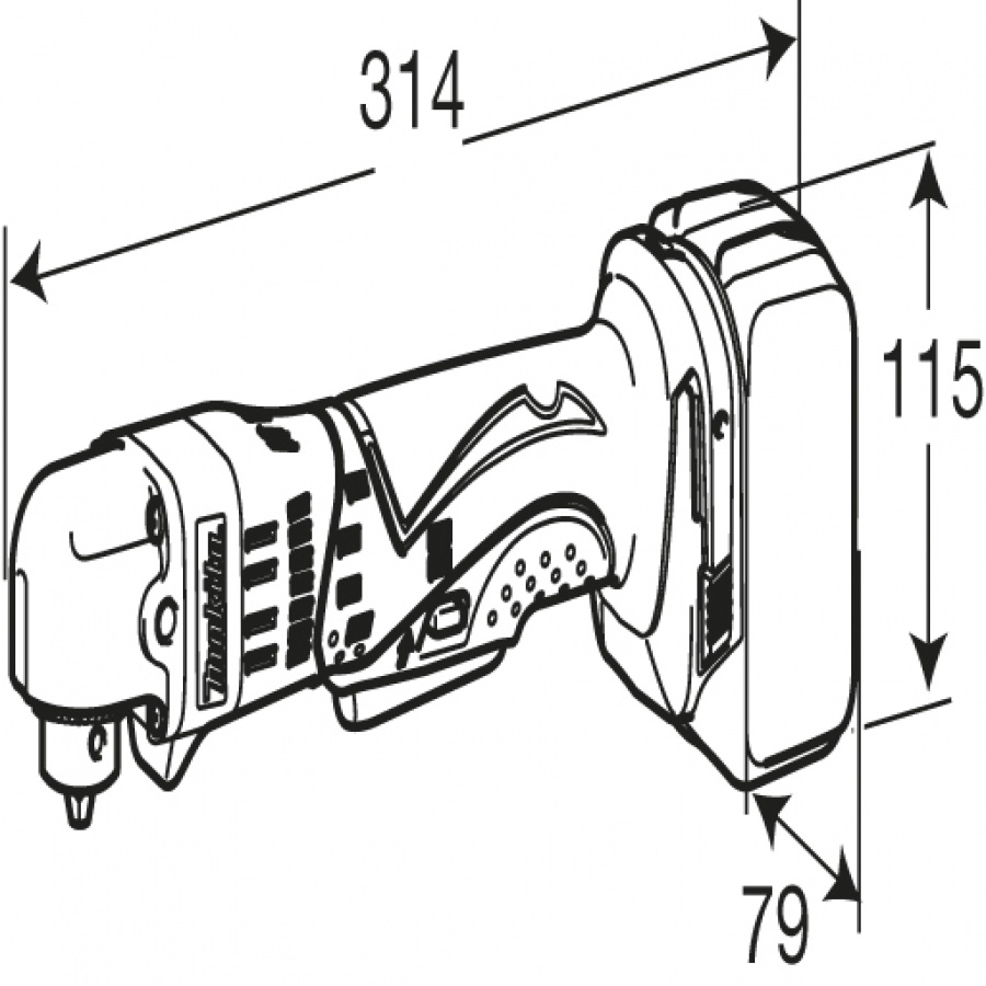 Disegno Trapano avvitatore angolare Makita BDA350RFE 18V 3,0Ah