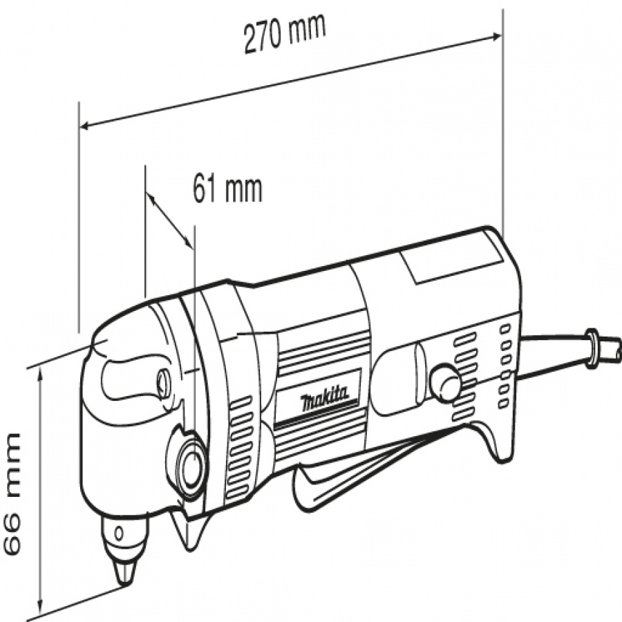 disegno Trapano avvitatore angolare Makita DA3010F 450W