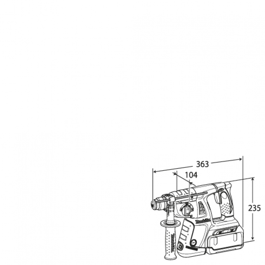 Disegno Trapano Tassellatore a batteria Makita BHR262RDJ  (BHR262RDE) 36V 2,6Ah