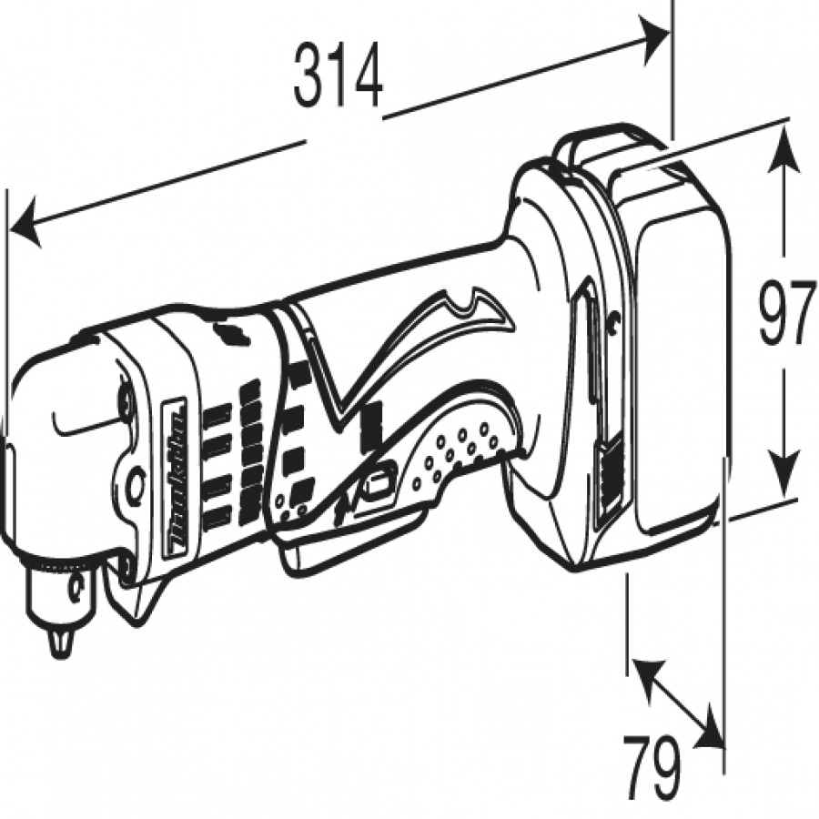 disegno trapano-avvitatore-angolare-makita-bda340z-14-4v-3-0-ah-solo-corpo-macchina