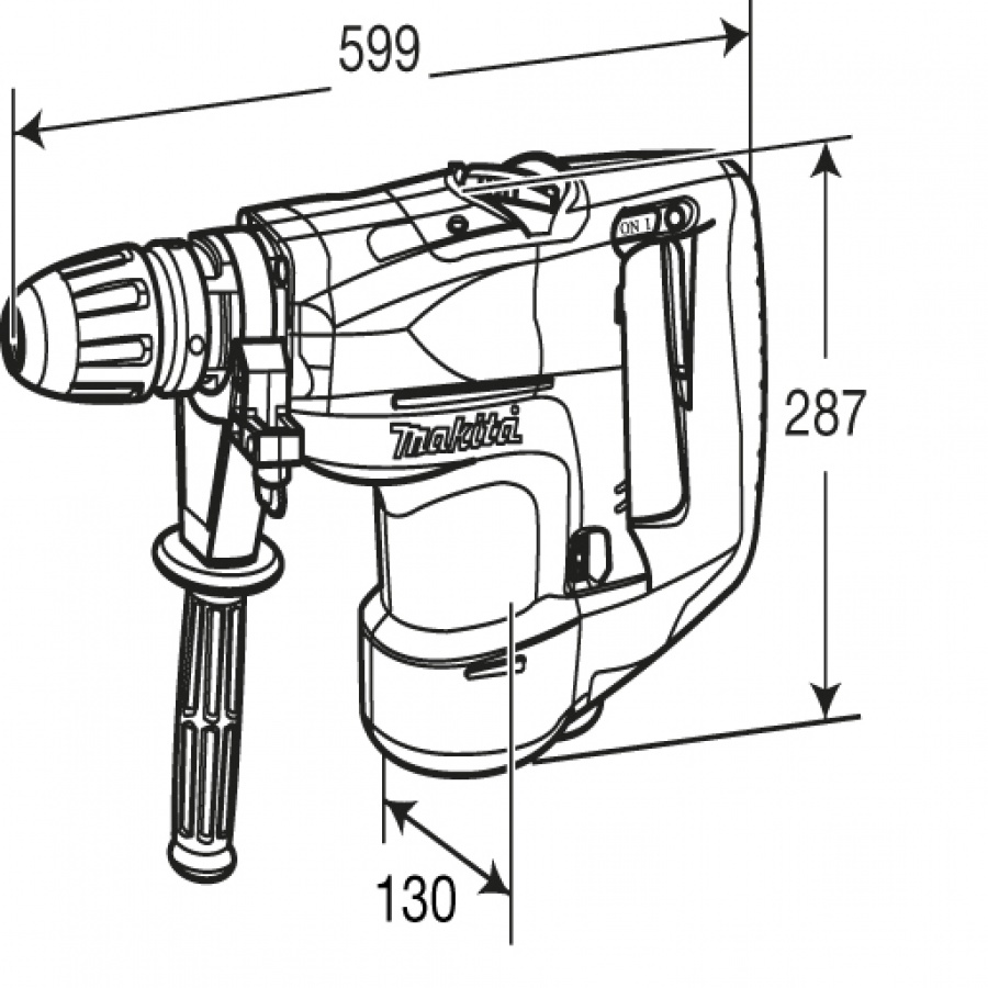 Disegno Martello Demolitore Rotativo 1500W Makita HR5201C mm. 52