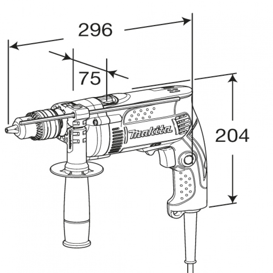 Disegno Trapano a percussione a cremagliera Makita HP1630 710w