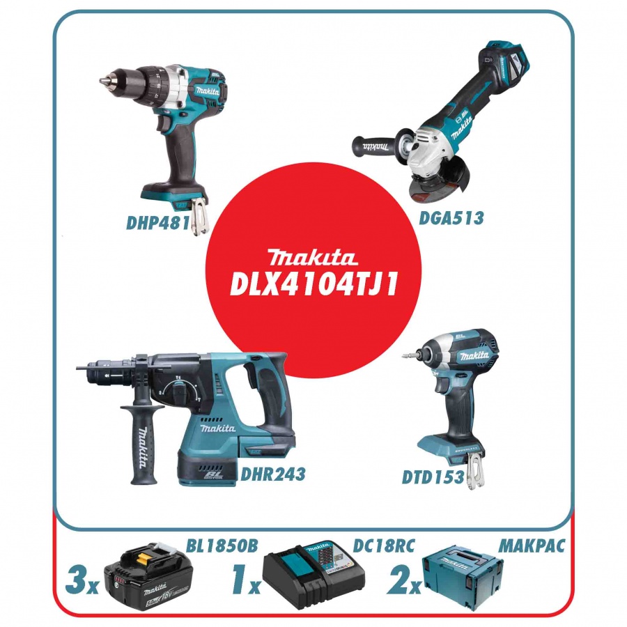 Makita DLX4104TJ1 Set elettroutensili 18V - DLX4104TJ1