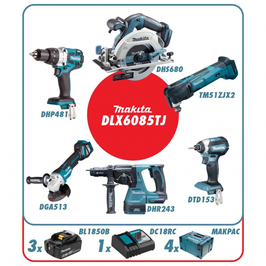 Makita DLX6085TJ Set elettroutensili 18v - DLX6085TJ