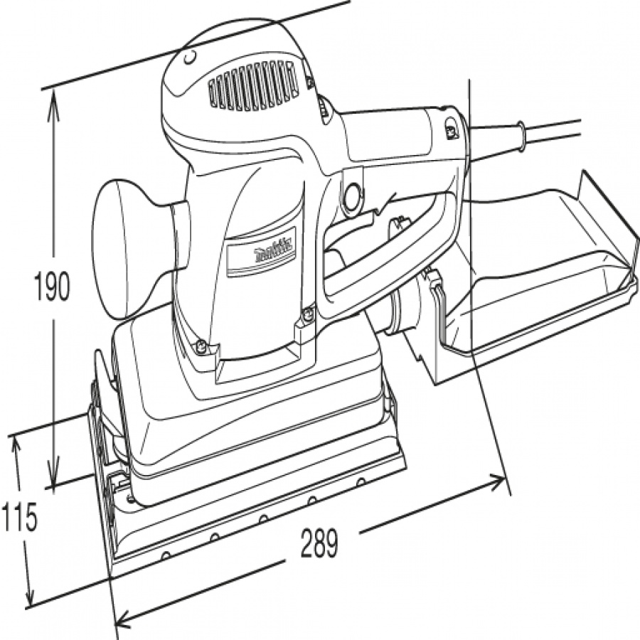 Disegno Levigatrice orbitale 330w Makita BO4900V mm. 115x229