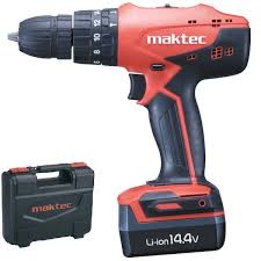 Trapano Avvitatore a batteria Li-ion c/percussione Maktec Makita by MT080E 14,4V 1,1Ah