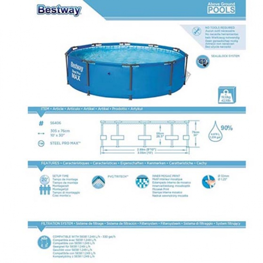 Bestway piscina steel pro tonda 56406 - dettaglio 4