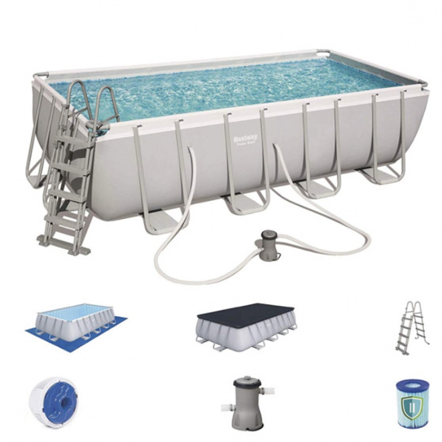 Bestway set piscina power steel rettangolare con filtro 56670 - dettaglio 4