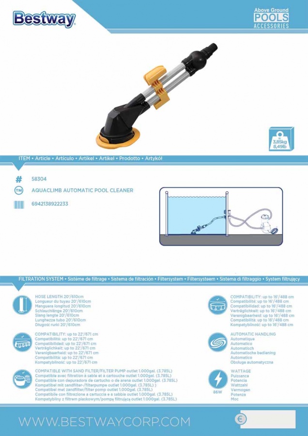 Bestway pulitore automatico flowclear aquaclimb 58304 - dettaglio 5