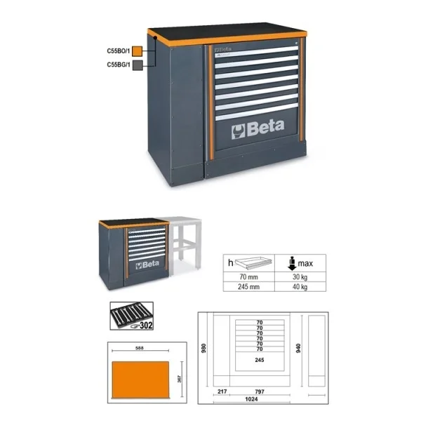 Estensione per arredo officina beta c55bo/1 055000090 - dettaglio 2