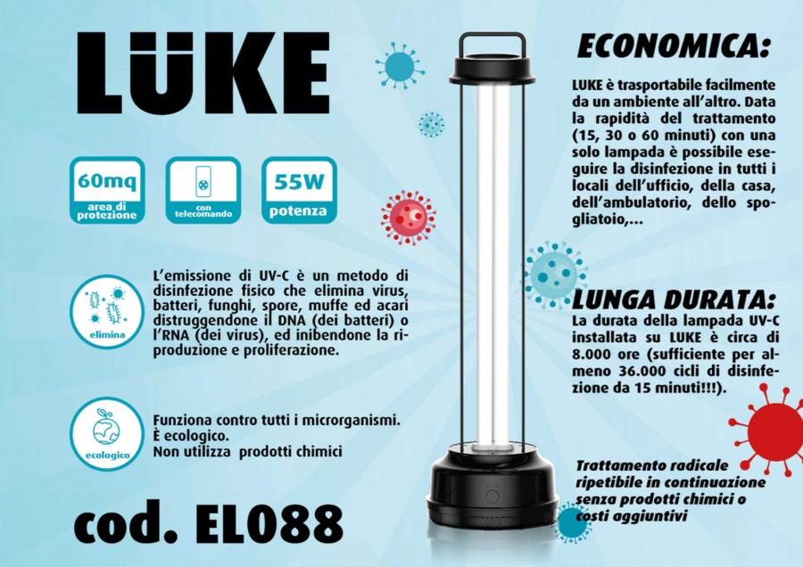 CFG Luke Lampada UV-C germicida per la disinfezione di aria e ambiente - EL088