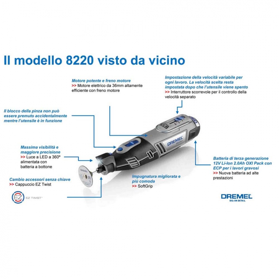 Dremel 8220jk utensile multifunzione cordless - dettaglio 3