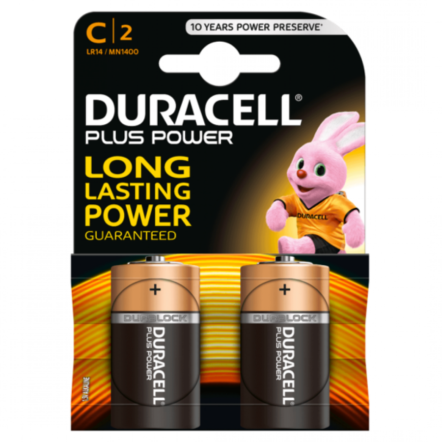 Duracell Mezza Torcia C Batterie Alcaline Plus Power Pz 2 - LR14/MN1400