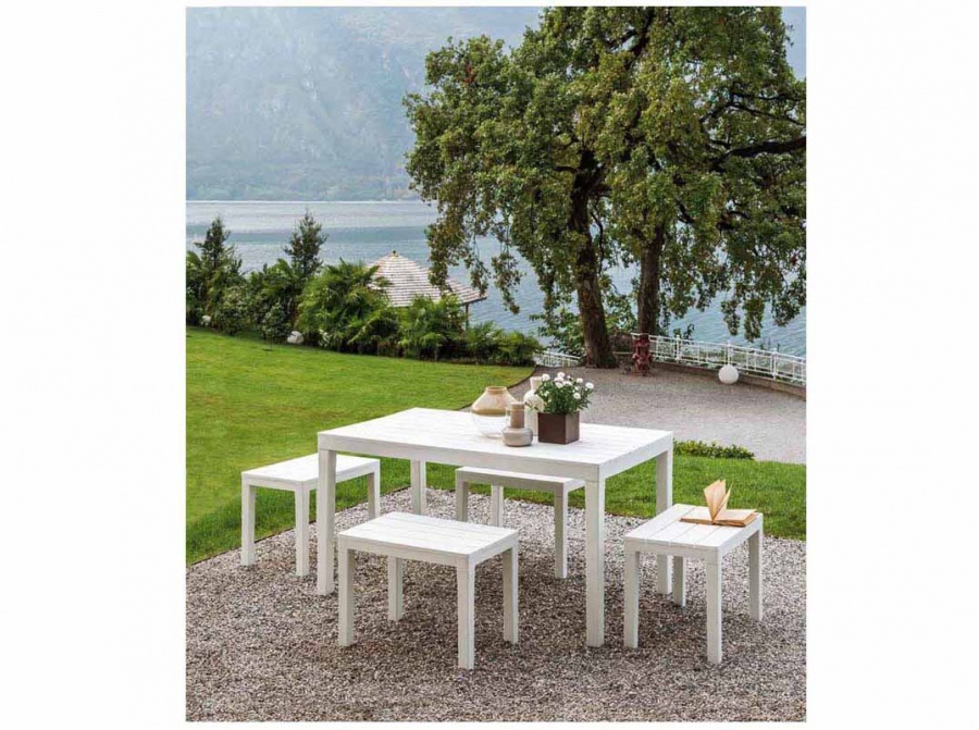 Progarden samoa set panche e tavolo rettangolare con effetto doghe - dettaglio 2