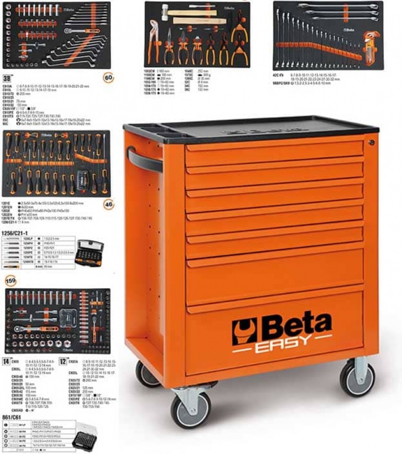 Beta C24EH O7/M Cassettiera mobile con assortimento 309 utensili - dettaglio 1