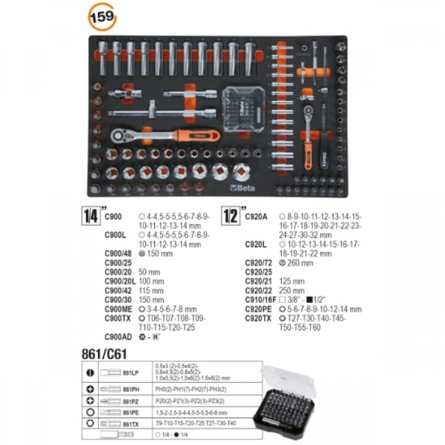 Beta C24EH O7/M Cassettiera mobile con assortimento 309 utensili - dettaglio 6