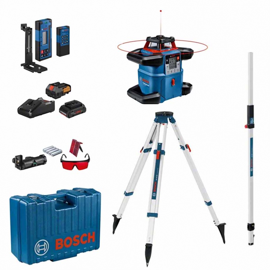 Bosch KIT GRL 600 CHV + BT 170 HD + GR 240 Set livella laser rotante professionale con treppiede e asta - 0601061F00+0601091300+0601094100