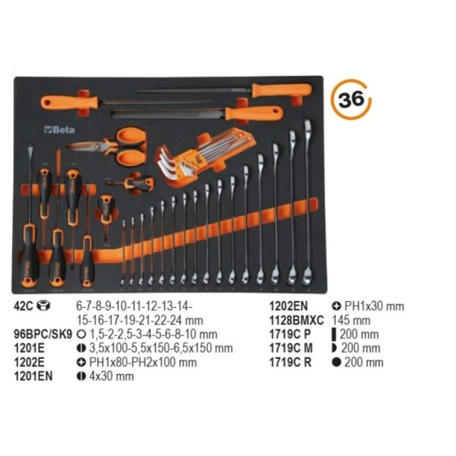 Beta 5904VU Assortimento utensili con termoformato 196 utensili  - dettaglio 1