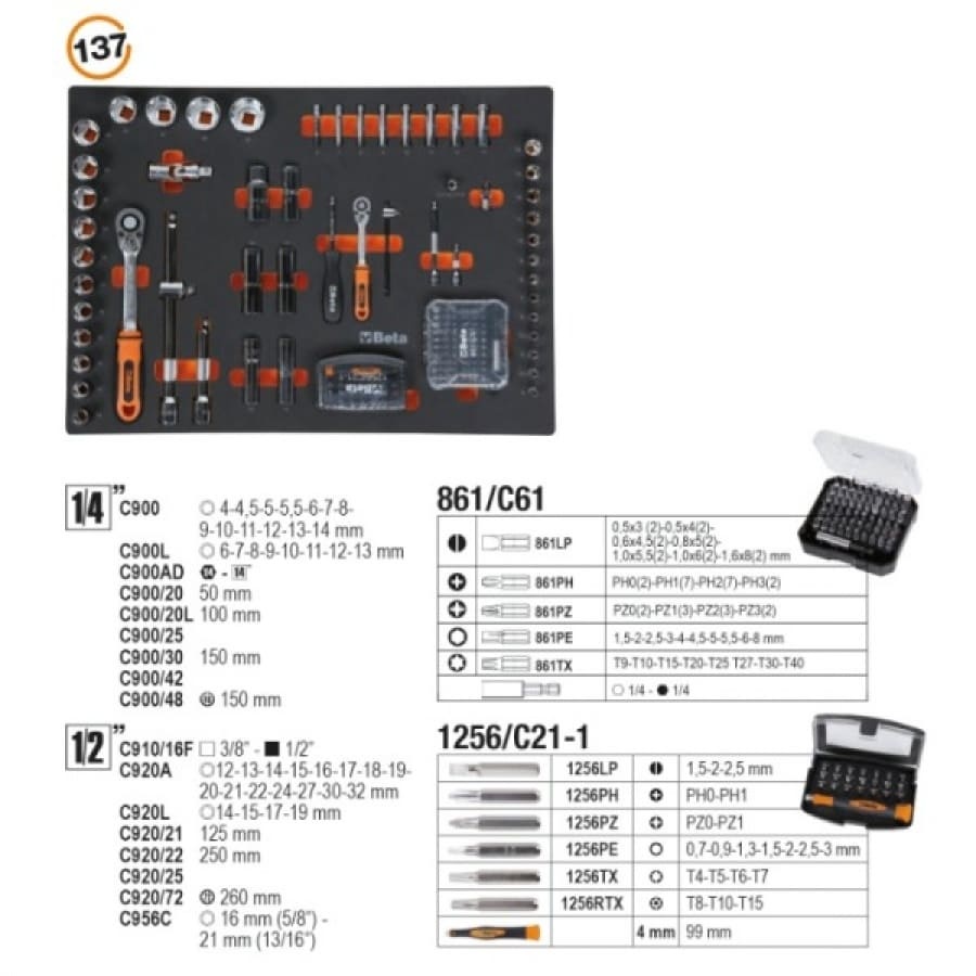 Beta 5904VU Assortimento utensili con termoformato 196 utensili - dettaglio 3