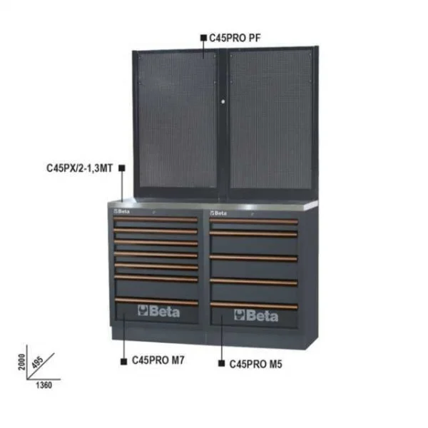 Beta c45pro bpx-1,3 combinazione banchi arredamento officina 045000041 - dettaglio 4