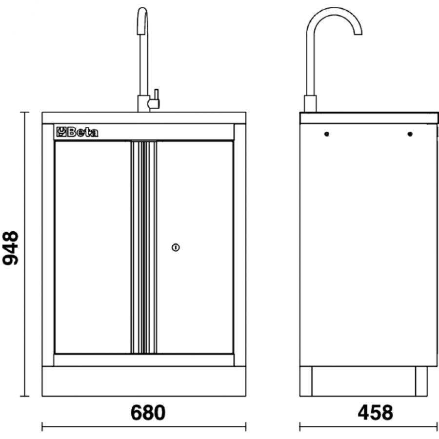 Beta c45pro ml modulo fisso con lavandino per arredamento officina 045000233 - dettaglio 2