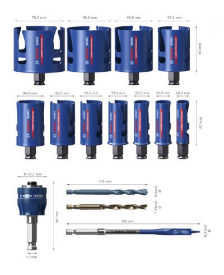 Bosch construction material set seghe a tazza expert 15 pz. 2608900489 - dettaglio 2