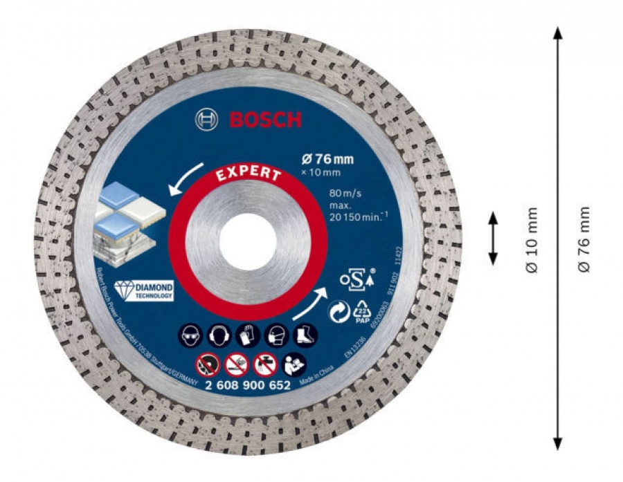 Bosch hardceramic disco diamantato expert minismerigliatrici 76 mm 2608900652 - dettaglio 3