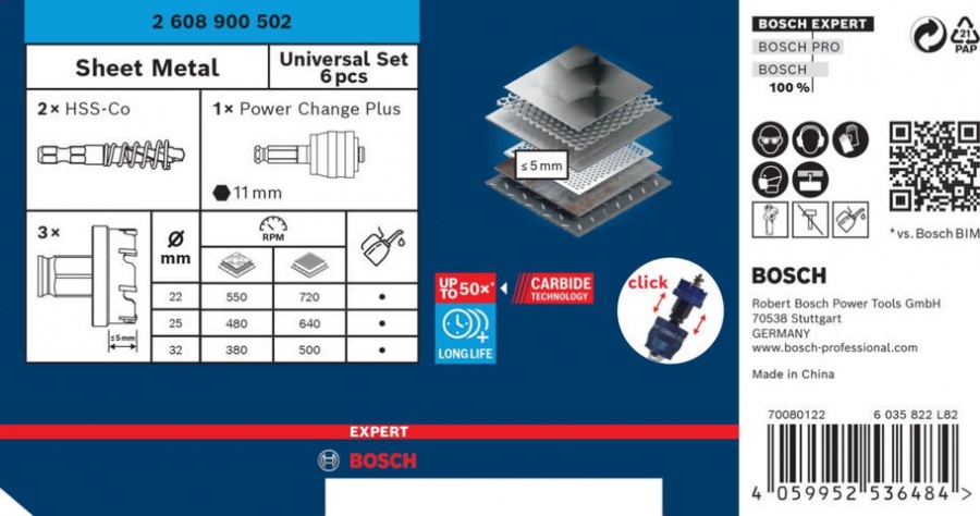 Bosch sheet metal set seghe a tazza expert 6 pz. 2608900502 - dettaglio 8