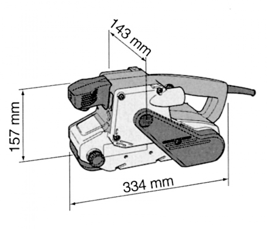 Disegno Levigatrice a nastro 1010W Makita 9404X mm. 100x610 con Base di Appoggio