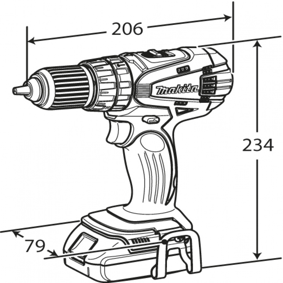 Disegno Trapano Avvitatore a perrcussione Makita art. DHP456RFE ( Ex BHP456RFE) 18V 3,0Ah ( FINO ESAURIMENTO SCORTE)