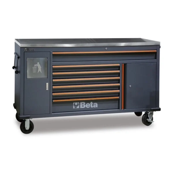 Beta c45pro 2.0 mws/x cassettiera mobile work station 7 cassetti con piano inox - dettaglio 1