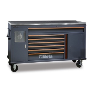 Beta c45pro mws/x cassettiera mobile work station 7 cassetti con piano inox - dettaglio 1