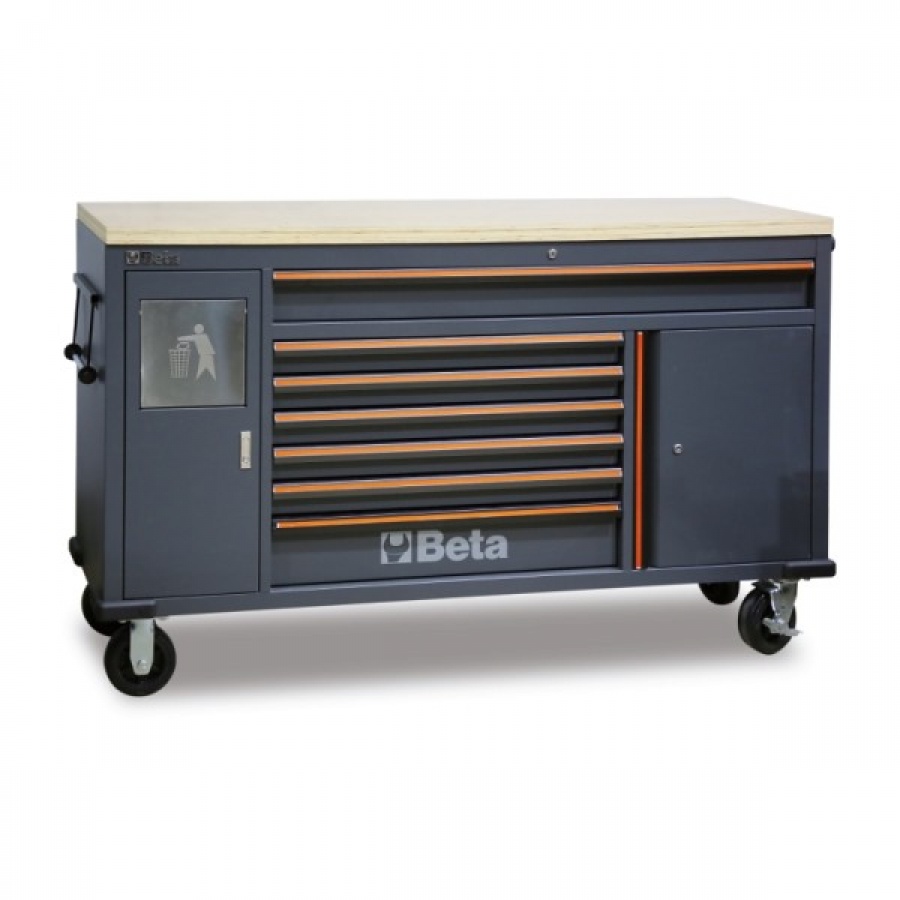 Beta c45pro mws/w cassettiera mobile work station 7 cassetti con piano in legno - dettaglio 1