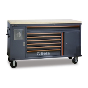 Beta c45pro mws/w cassettiera mobile work station 7 cassetti con piano in legno - dettaglio 1
