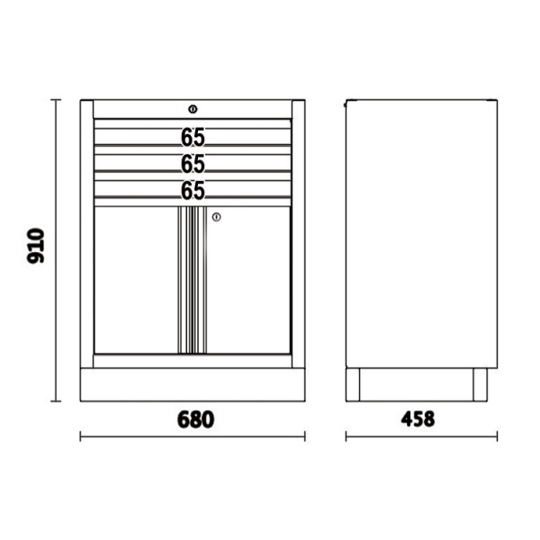 Beta c45pro 2.0 m3a modulo fisso con 3 cassetti e 2 ante - dettaglio 2