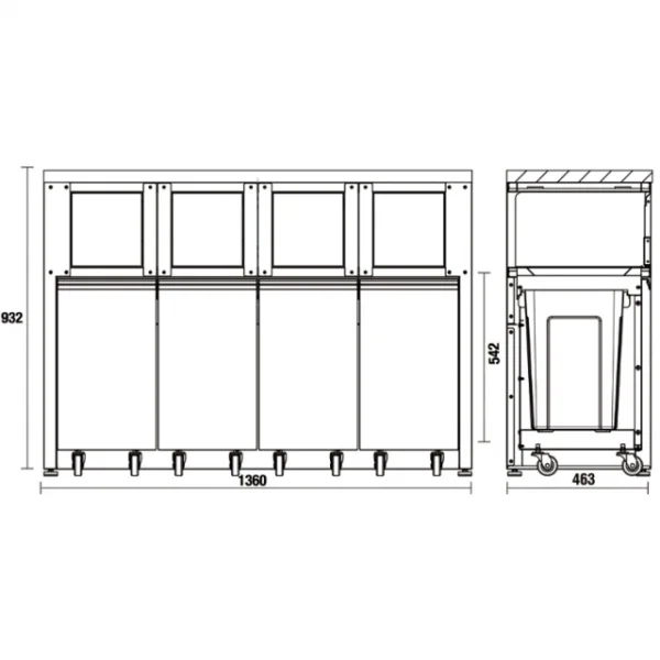 Beta c45pro rd/x modulo raccolta differenziata con piano inox per arredo officina - dettaglio 2